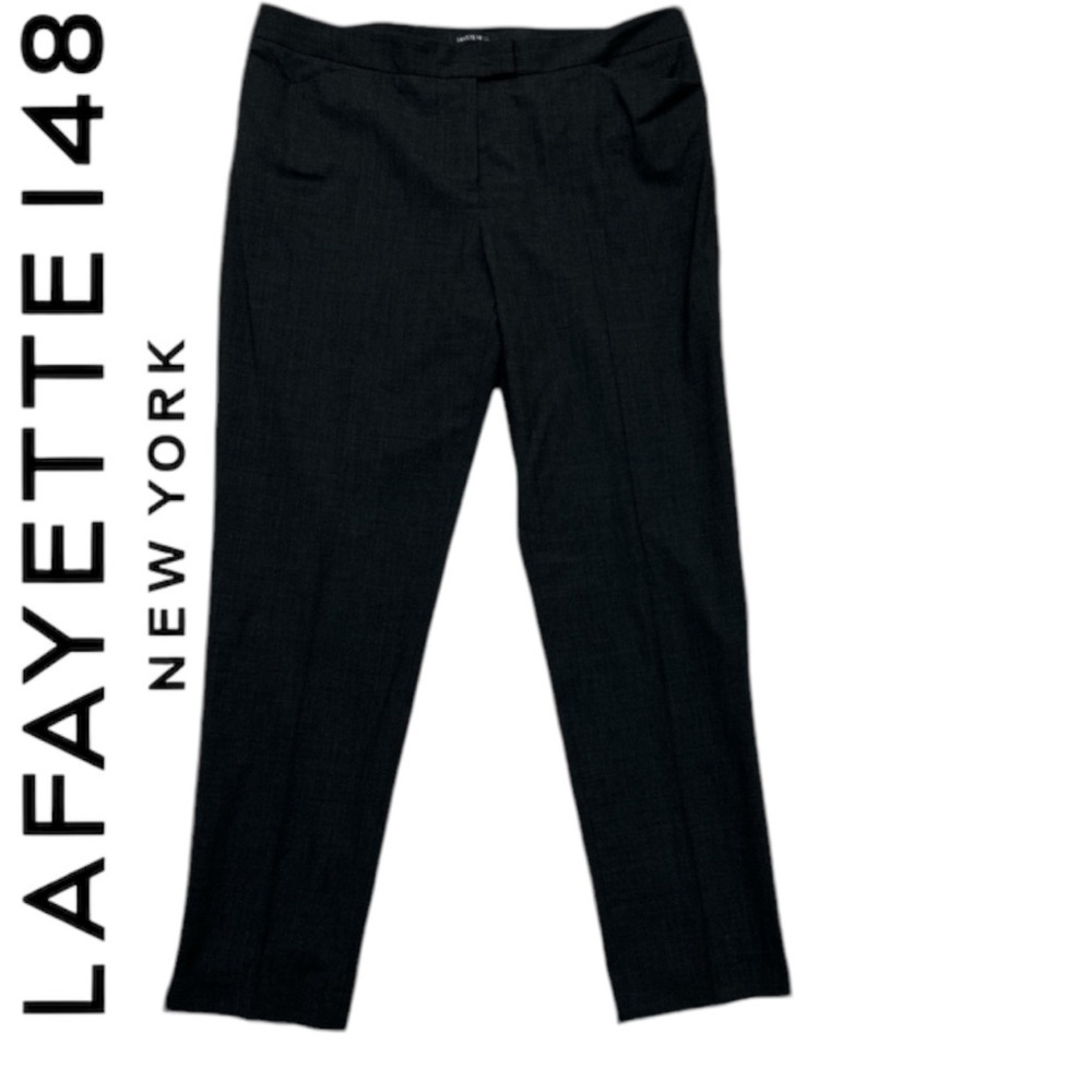 Lafayette 148 New York Wool Trousers Black/Charcoal Gray Professional Dress Pant